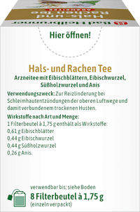 Medicinale thee, keel- en keelholtethee (8 zakjes), 14 g