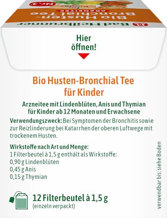 Arzneitee, Husten-Bronchial Tee für Kinder (12 Beutel), 18 g