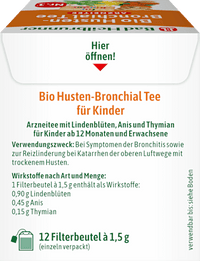 Arzneitee, Husten-Bronchial Tee für Kinder (12 Beutel), 18 g