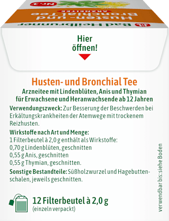 Arzneitee, Husten- & Bronchial Tee (12 Beutel), 24 g