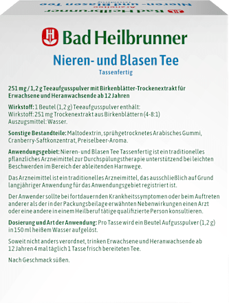 Arzneitee, Nieren- & Blasen Tee (10 Sticks), 12 g