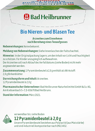 Arzneitee, Nieren- & Blasentee (12 Beutel), 24 g