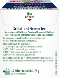Arzneitee, Schlaf- & Nerven Tee (12 Beutel), 21 g