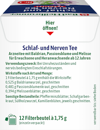 Arzneitee, Schlaf- & Nerven Tee (12 Beutel), 21 g