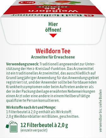 Arzneitee, Weißdorn Tee (12 Beutel), 24 g