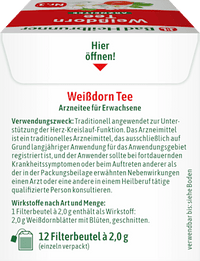 Arzneitee, Weißdorn Tee (12 Beutel), 24 g