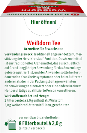 Medicinale thee, meidoornthee (8 zakjes), 16 g
