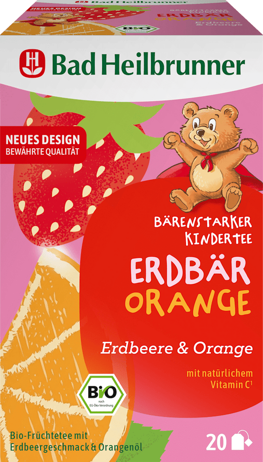 Bad Heilbrunner Früchtetee Erdbär Orange für Kinder (20 Beutel), 40 g