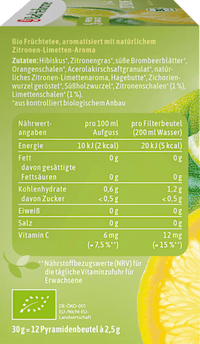 Früchtetee, Heiße Zitrone mit Limette (12 Beutel), 30 g