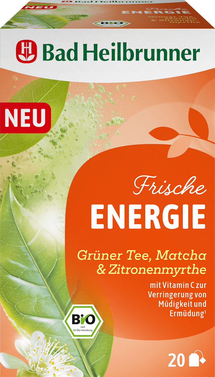 Bad Heilbrunner Grüner Tee Frische Energie mit Matcha & Zitronenmyrte (20 Beutel), 36 g