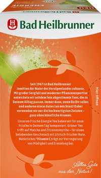 Bad Heilbrunner Grüner Tee Frische Energie mit Matcha & Zitronenmyrte (20 Beutel), 36 g