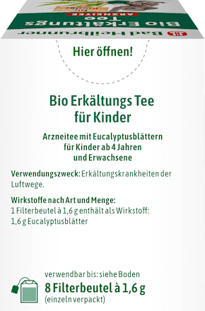 Kindertee, Bio Erkältungs Tee (8 Beutel), 12,8 g Bad Heilbrunner