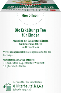 Kindertee, Bio Erkältungs Tee (8 Beutel), 12,8 g Bad Heilbrunner