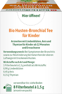 Kinderthee, hoest-bronchiale thee (8 zakjes), 12 g