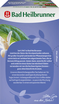 Bad Heilbrunner Kräutertee Abend Ashwagandha mit Ashwagandha, Tulsi & Orangenblüte (20 Beutel), 36 g