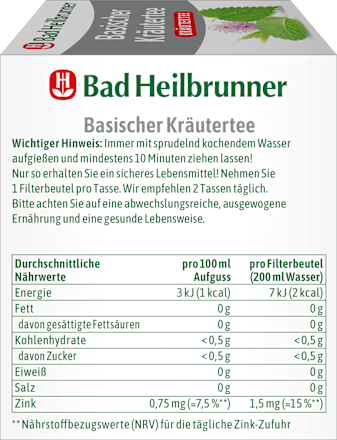 Alkalische kruidenthee met zink (8 zakjes), 14,4 g