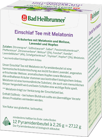 Kräutertee "Einschlaftee mit Melatonin" (12 Beutel), 27,12 g