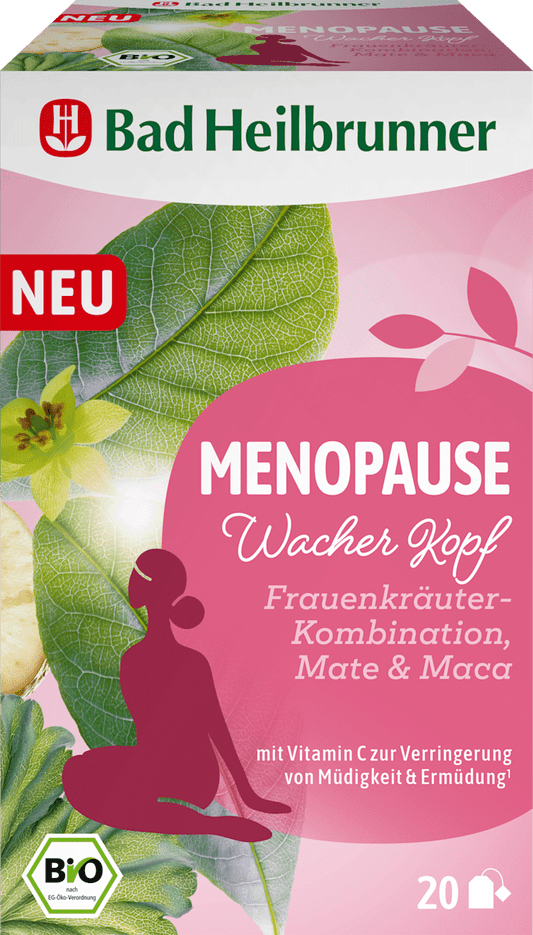 Bad Heilbrunner Tisane de plantes Ménopause Tête claire avec maté & maca (20 sachets), 36 g