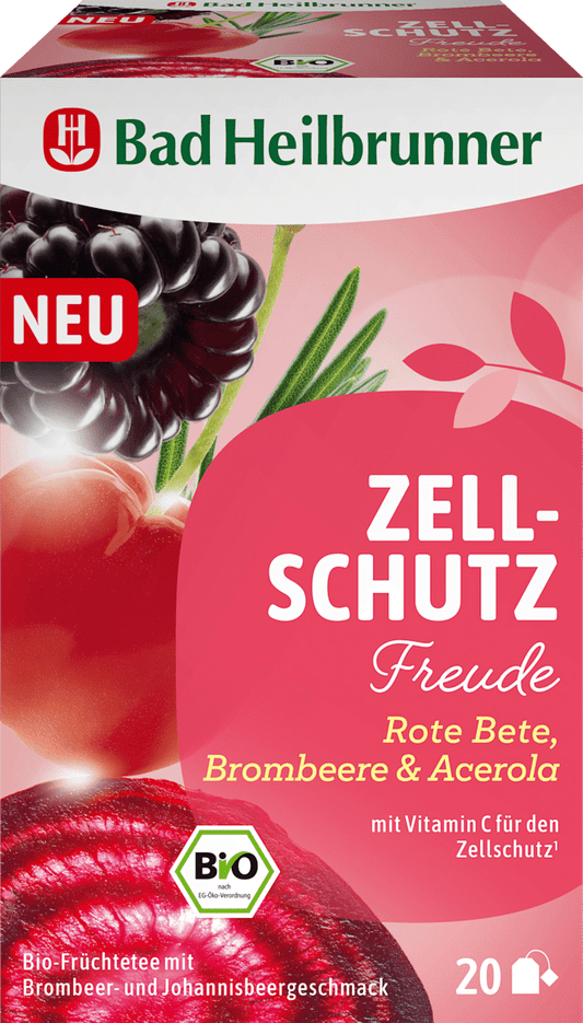 Bad Heilbrunner Kräutertee Zellschutz Freude mit Rote Bete, Brombeere & Acerola (20 Beutel), 42 g