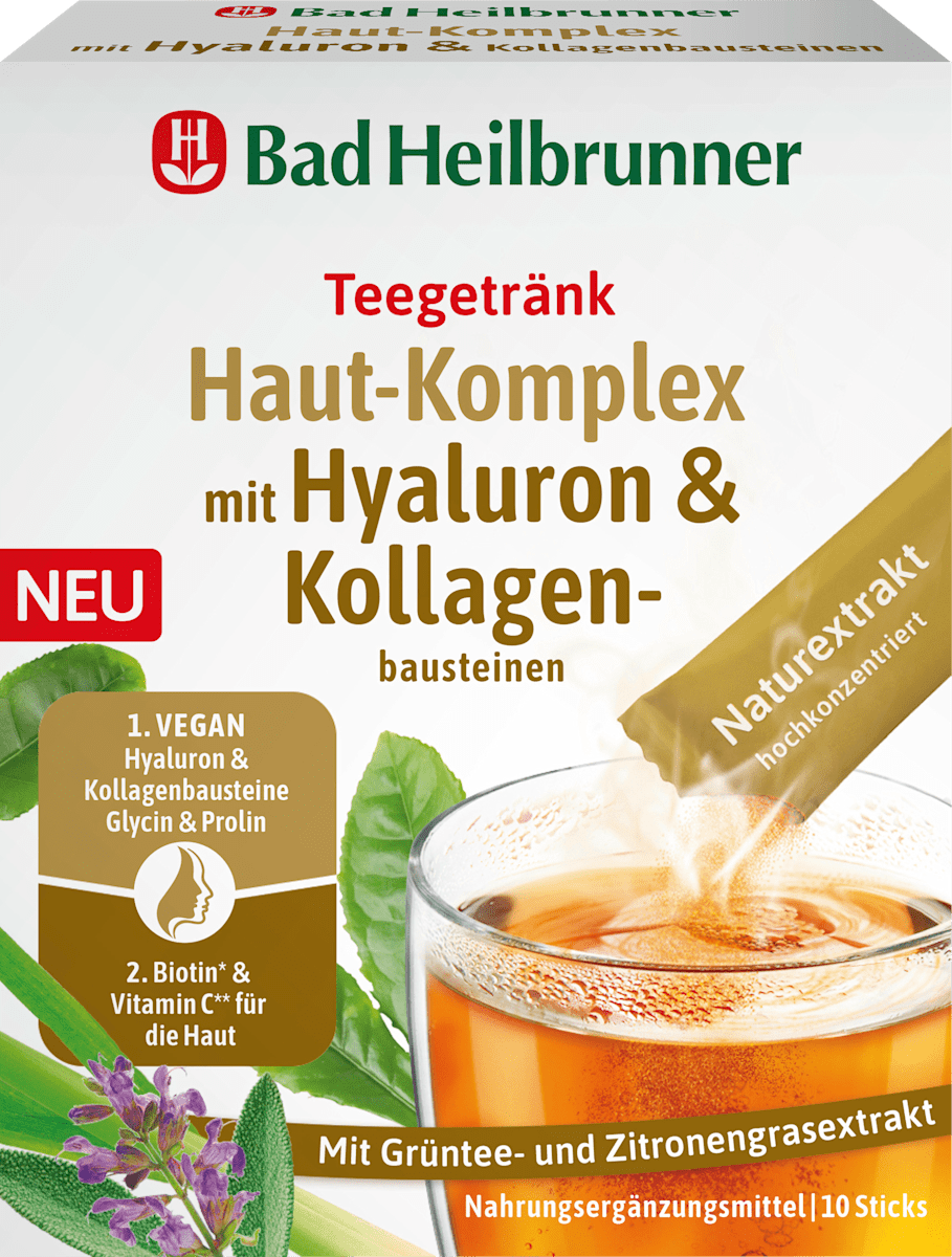 Teegetränk, Haut-Komplex mit Hyaluron & Kollagenbausteinen (10 Sticks), 12 g