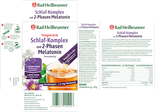 Teegetränk, Schlaf-Komplex mit 2-Phasen Melatonin (10 Sticks), 10 g