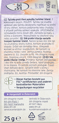 Anti-Wundreib Stick Summer Island, 25 g Balea