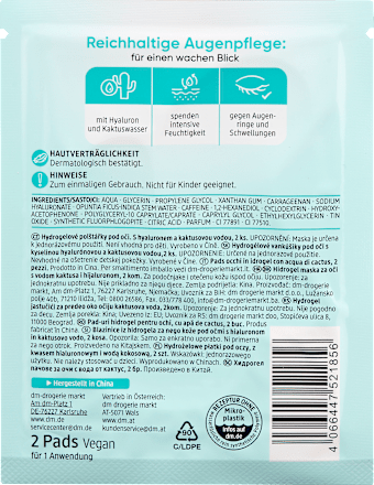 Balea Oogpads Hydrogel Cactuswater (1 Paar) 2 St