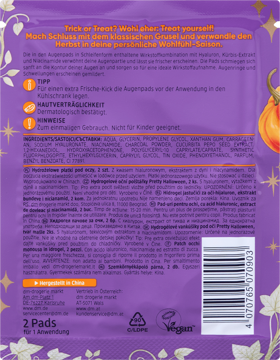 Balea Augenpads Hydrogel Pretty Halloween (1 Paar), 2 St