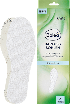 Einlegesohlen Barfuß weiß, Gr. 42-46 (2 Paar), 4 St