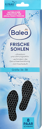 Einlegesohlen Frischesohlen schwarz, Gr. 36-38 (8 Paar), 16 St