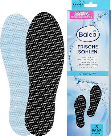 Einlegesohlen Frischesohlen schwarz, Gr. 42-44 (8 Paar), 16 St