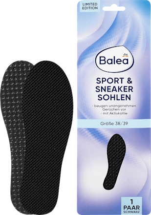 Einlegesohlen Sport & Sneaker schwarz, Gr. 38/39 (1 Paar), 2 St