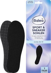 Einlegesohlen Sport & Sneaker schwarz, Gr. 38/39 (1 Paar), 2 St