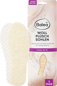 Wol pluche inlegzolen maat 38/39 (1 paar), 2 stuks