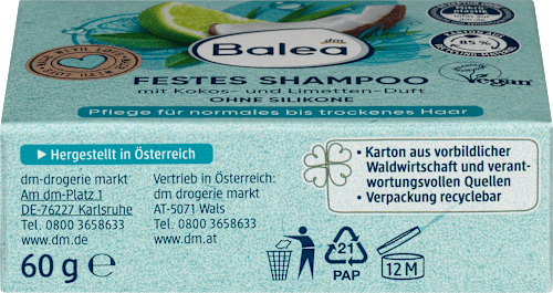 Festes Shampoo Kokos-Limette, 60 g