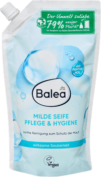 Balea Flüssigseife, milde Seife Pflege & Hygiene, antibakteriell, Nachfüllpack, 500 ml