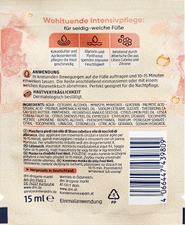 Feel Well Voetmasker Litsea Cubeba &amp; Abrikozenpitolie, 15 ml