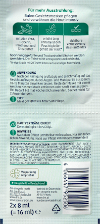 Gesichtsmaske Aloe Vera Sachet (2x8 ml), 16 ml