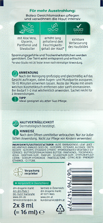 Gesichtsmaske Aloe Vera, 16 ml Balea