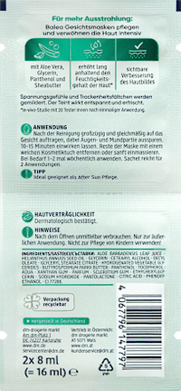 Gesichtsmaske Aloe Vera, 16 ml Balea