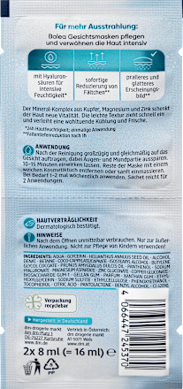 Hyaluronzuur gezichtsmasker (2x8 ml), 16 ml