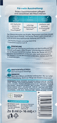 Balea Hyaluronzuur gezichtsmasker (2x8 ml), 16 ml