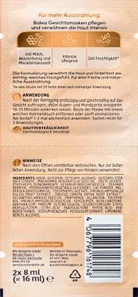 Gesichtsmaske Milch & Honig (2x8ml), 16 ml