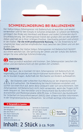 Hallux Valgus teenspreider met balbescherming, 2 stuks