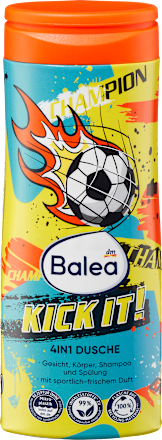 Kinderdouchegel voor gezicht, lichaam, shampoo en conditioner 4-in-1 Kick it!, 300 ml