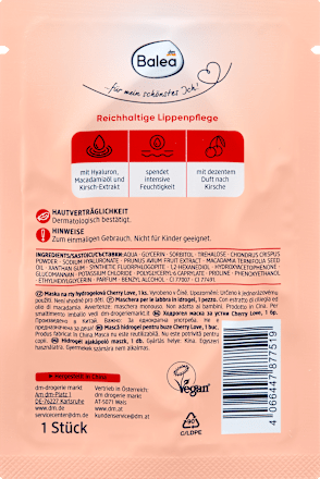 Lippenmaske Hydrogel Cherry Love, 1 St Balea