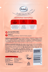 Lippenmaske Hydrogel Cherry Love, 1 St Balea