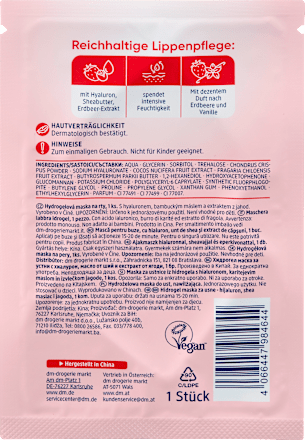 Lippenmaske Hydrogel Erdbeere Vanille, 1 St
