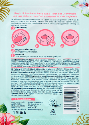 Lippenmaske Hydrogel rosa, Jungle Whisper, 1 St