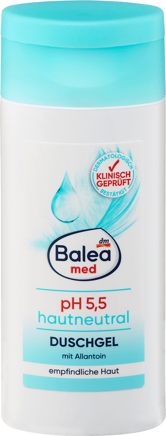 Gel douche Balea med pH 5,5, neutre pour la peau, format voyage, 50 ml